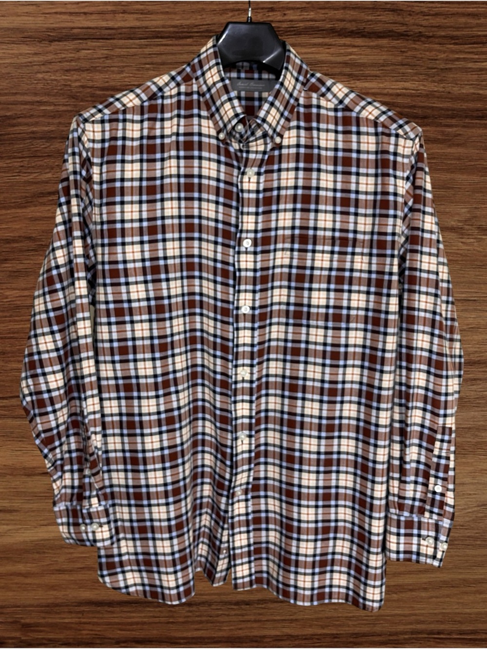 Daniel Cremieux Men’s Plaid Cotton Twill Long Sleeve Dress Shirt. Large
